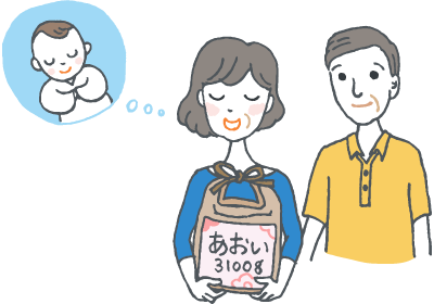 ケース別出産内祝いのコツのイメージイラスト ケース別出産内祝いのコツのイメージイラスト