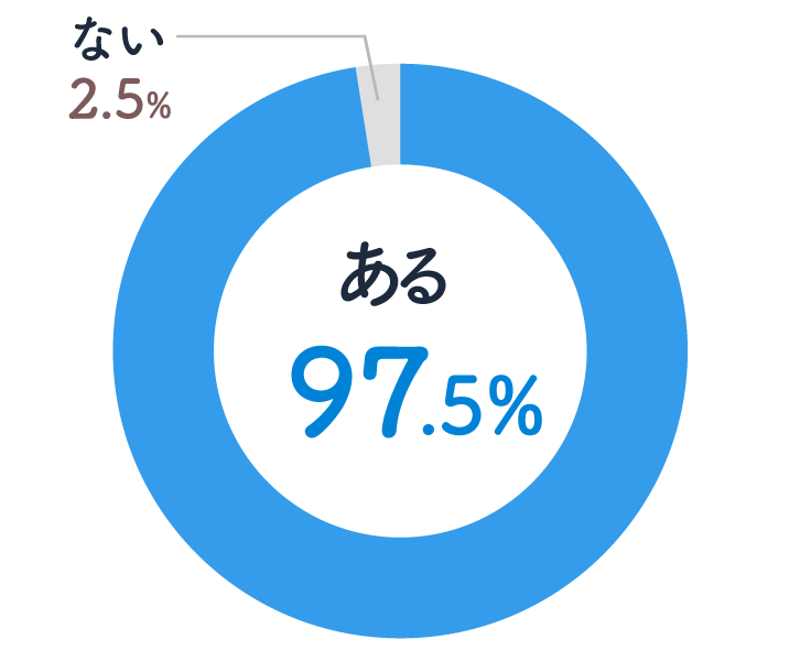円グラフ画像：ある97.5%、ない2.5%