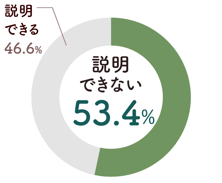 円グラフ画像:説明できない53.4%、説明できる46.6%