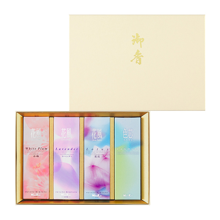 花風 進物 線香三種・色芯ろうそく入 花風 進物 線香三種・色芯ろうそく入