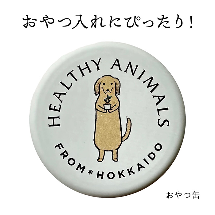 ヘルシーアニマルズ　犬友用誕生日プレゼント（ダックスフンド缶）