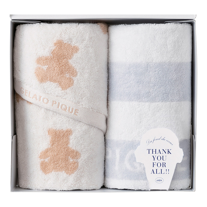 ベア柄フェイスタオル2枚 ベア柄フェイスタオル2枚