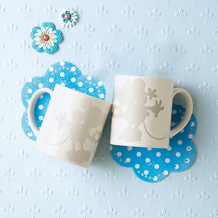 ディズニー　ミッキー＆ミニー　ペアプレート＆マグセット　ホワイト