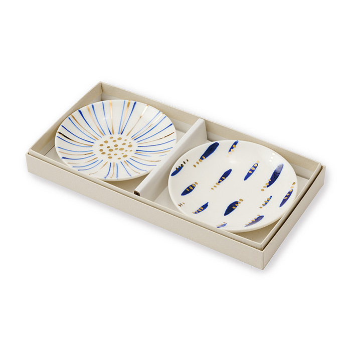 ポトペリー　テシオ　金群青　豆皿２枚組