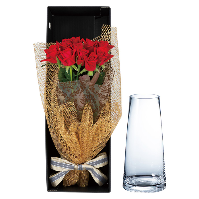 フラワーギフト　花瓶とバラセットＡ（１０本）レッド