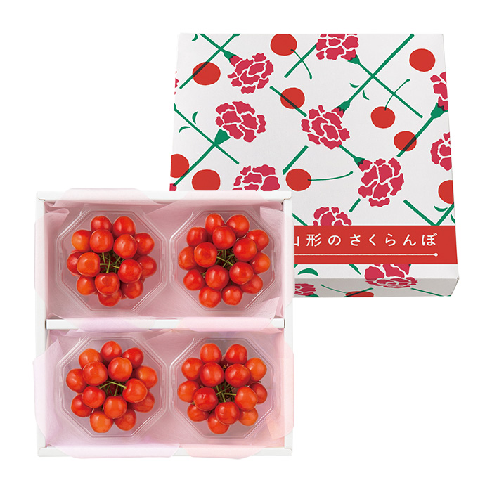 山形の極み　【母の日カード付】佐藤錦４００ｇ（１００ｇ×４）［ダイヤパック詰］（お届けは５月３日～５月１１日）