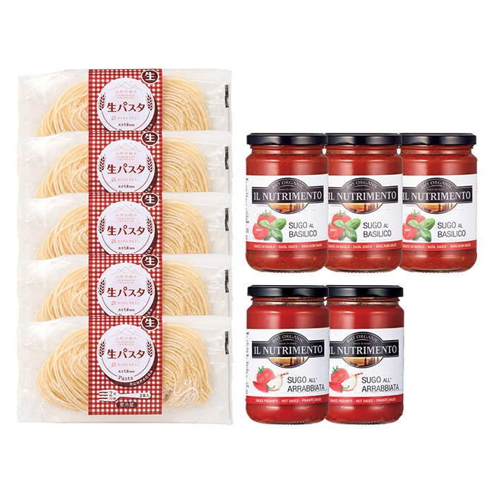 プレミアムデリバリー 有機パスタソースと生パスタセット ５袋 ５本 カタログギフトのリンベル 公式