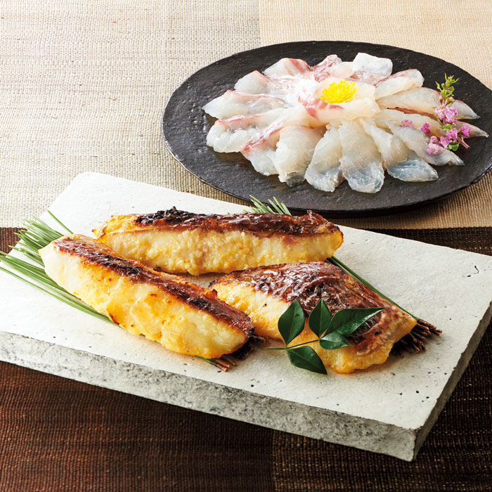 日本の極み] 熊本県 天草 海の幸ふく 真鯛刺身100g、西京漬3切