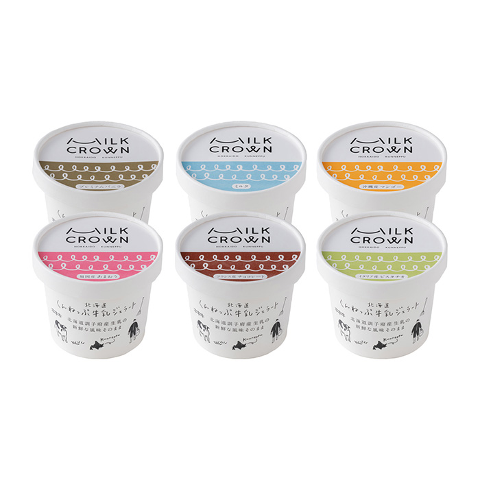 どさんこグルメ便　〈ＭＩＬＫ　ＣＲＯＷＮ〉北海道くんねっぷ牛乳ジェラート６種セット