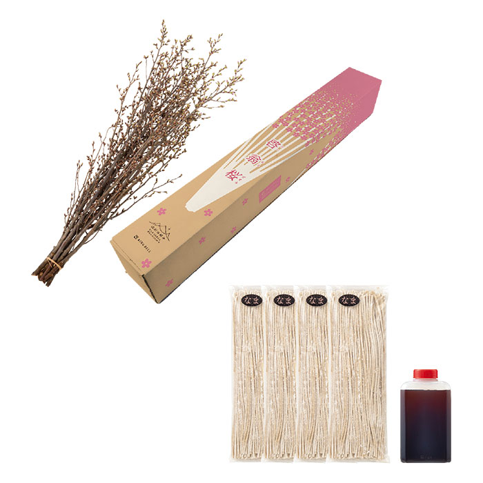 山形の極み　山形県産　啓翁桜（８０ｃｍ）＆＜辻蕎麦＞山形手打ち蕎麦（４人前）（お届けは１２月２９日）