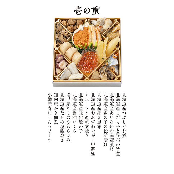 　北海道どさんこプラザ札幌店監修　北海道クラフトおせち　三段重（お届けは２０２６年１２月３０日）