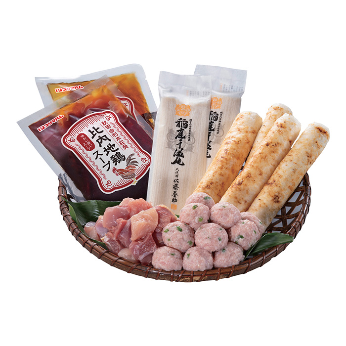 　比内地鶏きりたんぽ鍋と稲庭うどんセット（約３～４人前）