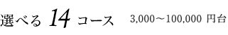 選べる14コース 3,000～100,000円台