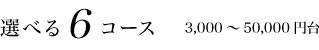 選べる6コース 3,000～50,000円台