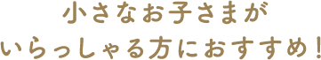 小さなお子さまがいらっしゃる方におすすめ！