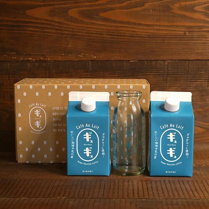 アロバー ぎゅぎゅっと濃縮 おいしい珈琲牛乳の素２本＆ギュー乳ビンセット