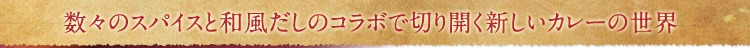数々のスパイスと和風だしのコラボで新しいカレーの世界へと誘います