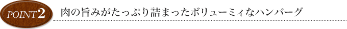 point2 肉の旨みがたっぷり詰まった、ボリューミィなハンバーグ