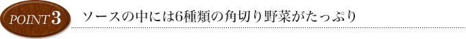 point3 ソースの中には６種類の角切り野菜がたっぷり