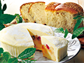 「木苺とバナナのチーズケーキのチーズケーキ包み」と「渋皮栗の山食パン」セット